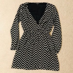Express black and white chevron dress, size small